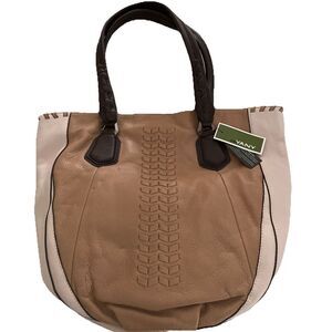 ORYANY Lyssie Nude / Pink Leather Color Block Tote Handbag NWT's